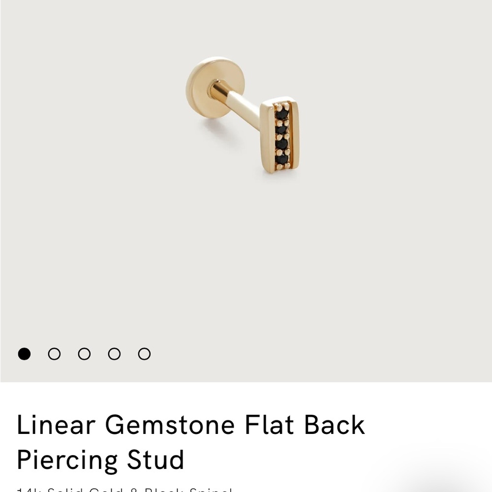 Gold and Black Spinel Solid 14k Gold Piercing Stud